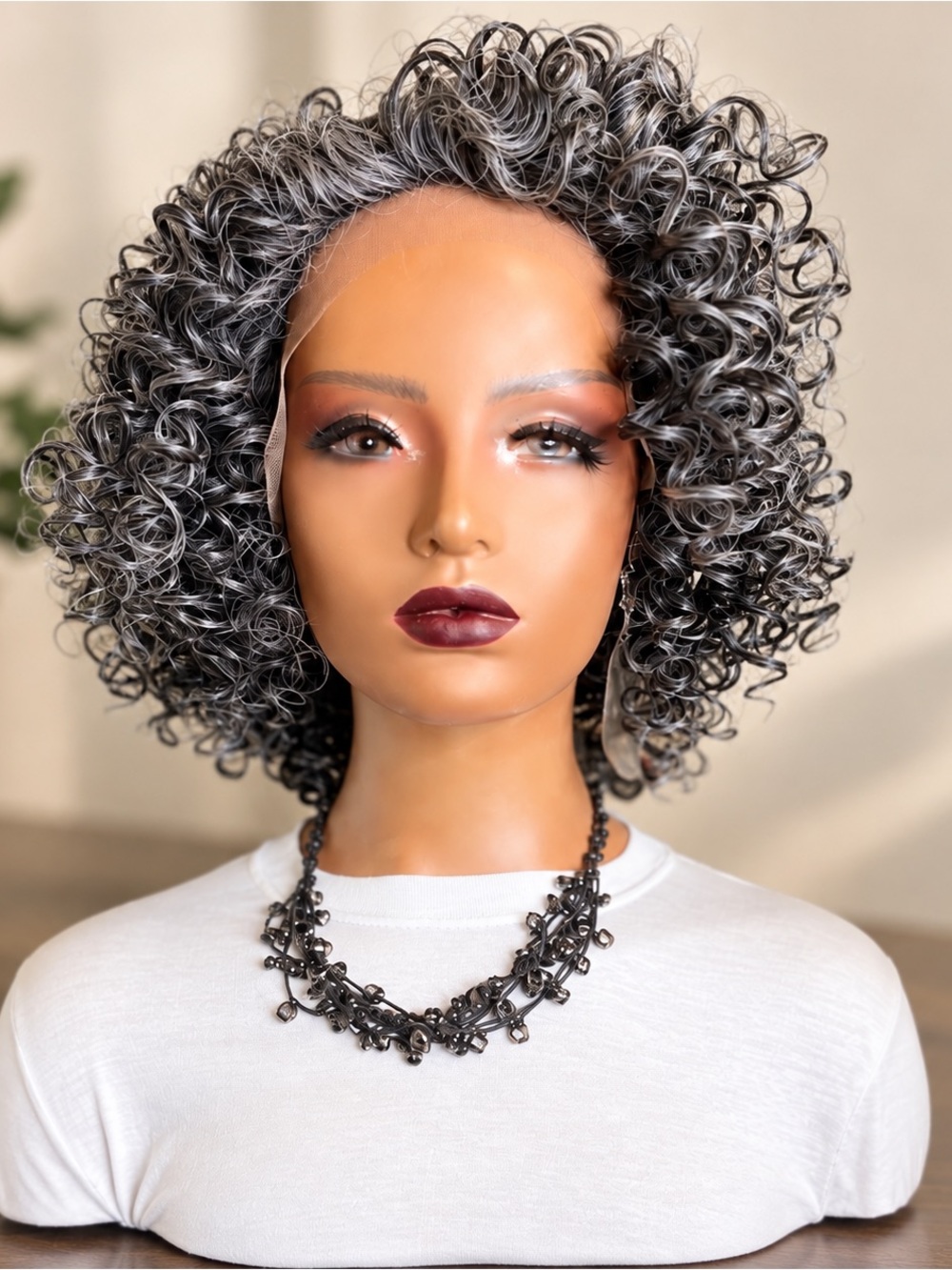 KERI| SALT & PEPPER TIGHT CURL LACE FRONT WIG